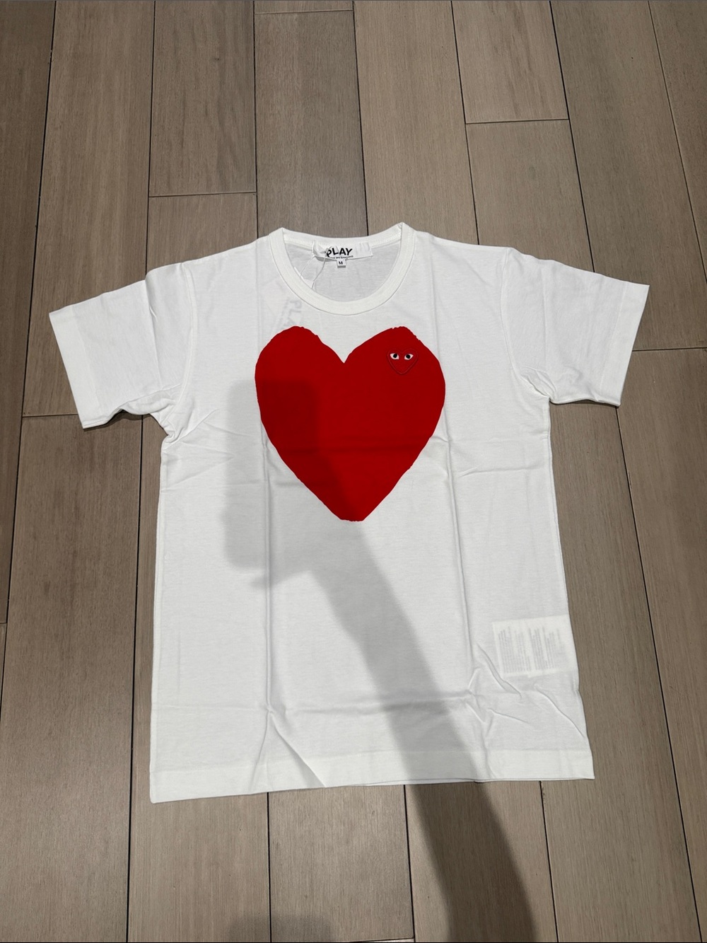 Comme des Garçons Play White Tee with Red Heart Graphic